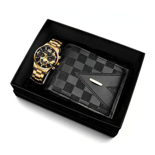GentlemanBox – Heren Horloge en Portemonnee Cadeauset
