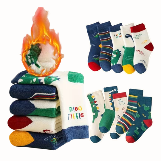 DinoSteps™ – 10-Pack Jongens Wintersokken Set – Warme Mid-Calf Sokken