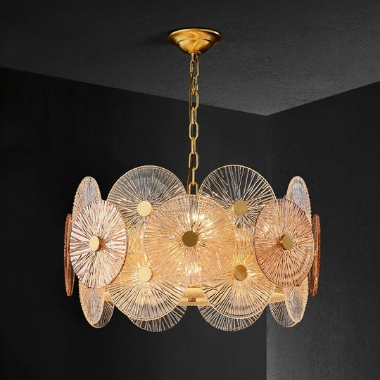 Ambrella kroonluchter amberglas detail