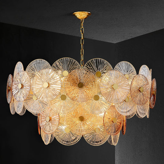 Amberglas kroonluchter sfeervol licht