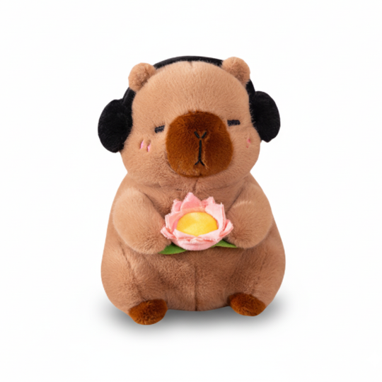 ZenCapy™ – Capibara Knuffel met Lotus & Oorwarmers