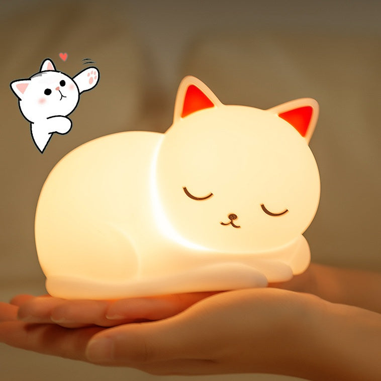 CatNap™ – Schattig Squishy Silicone LED Nachtlampje – USB Oplaadbaar