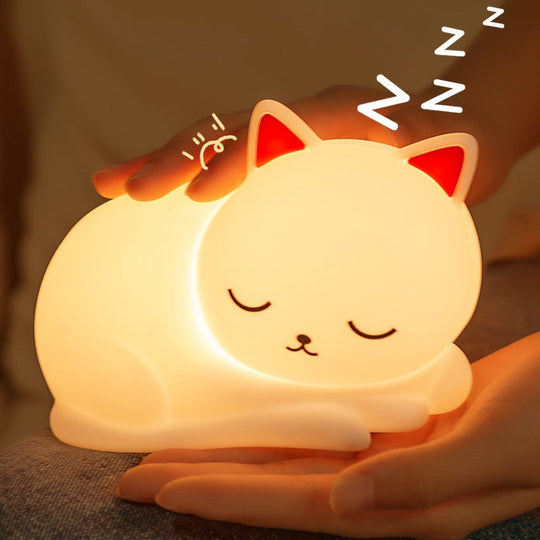 CatNap™ – Schattig Squishy Silicone LED Nachtlampje – USB Oplaadbaar