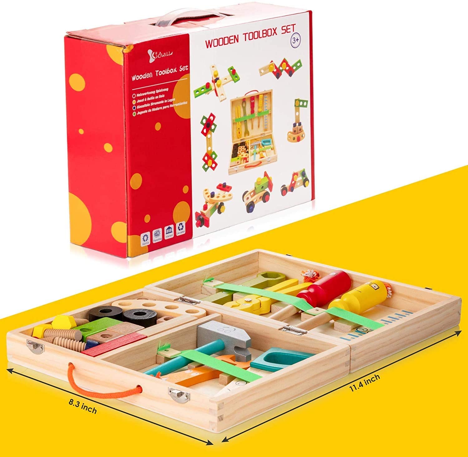 TinyToolbox™ – Educatieve Houten Gereedschapskist – Creatief Speelgoed