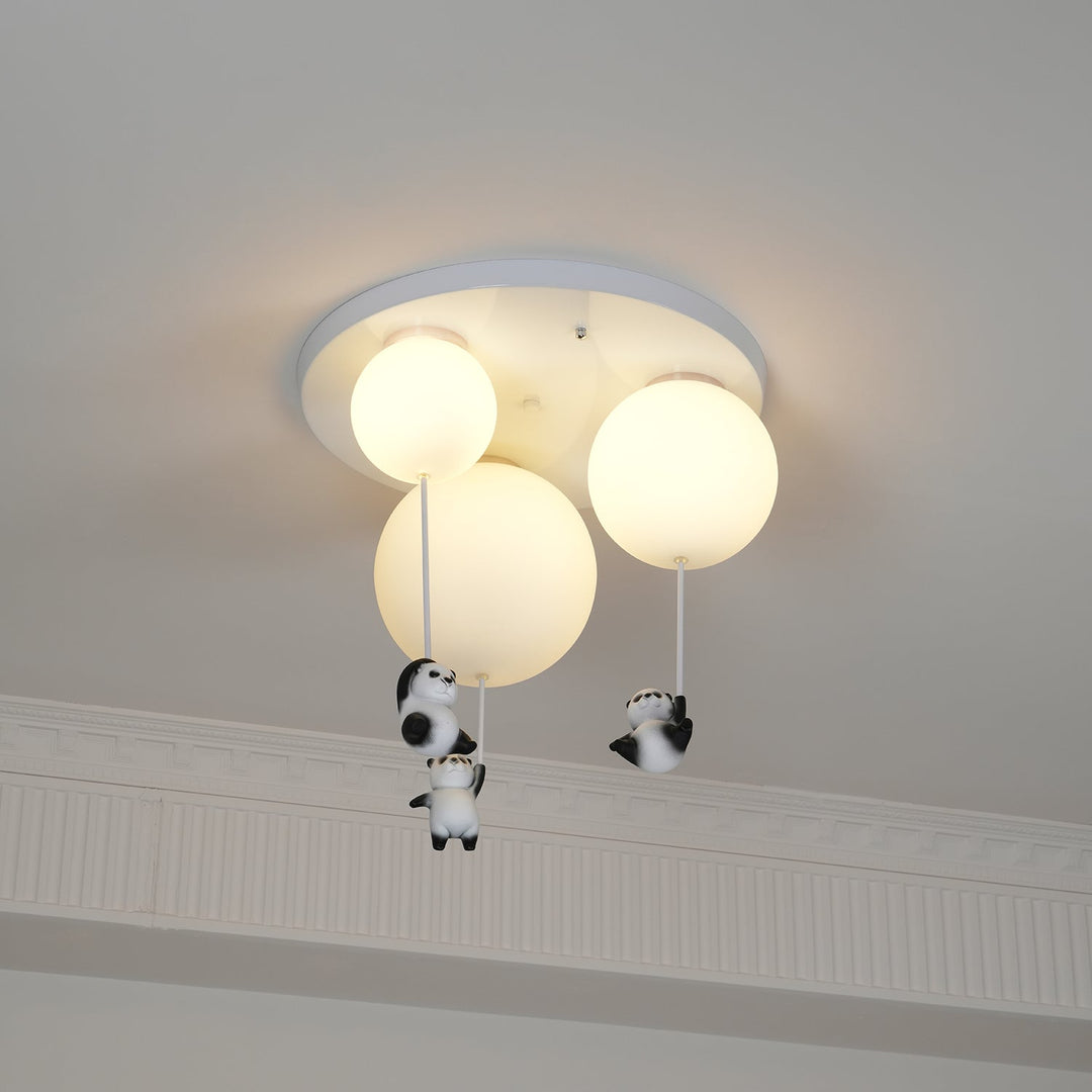 Schattige panda kinderlamp wit glas