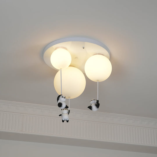 Schattige panda kinderlamp wit glas