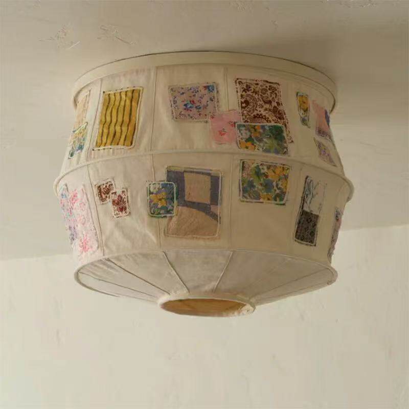 Lappenlief patchwork plafondlamp warme tinten