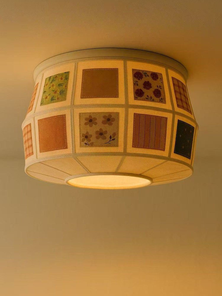 Lappenlief plafondlamp stoffen kap detail