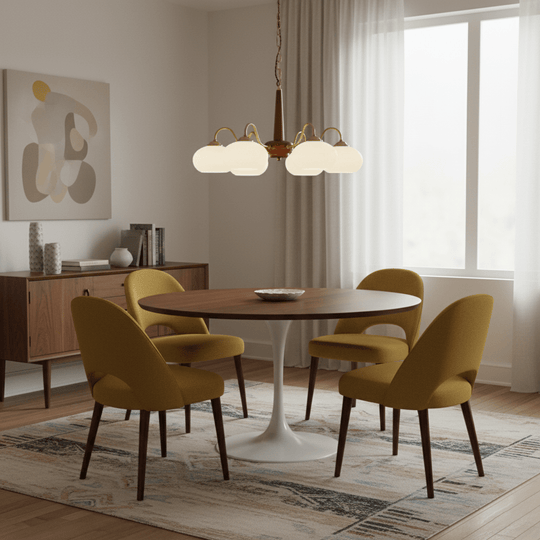 Plafondlamp met walnoothout en messing detail