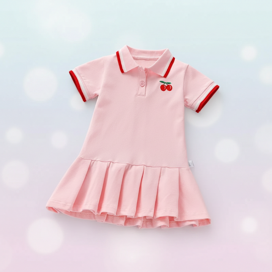 CherryBloom polo jurk roze - Milo & Moon
