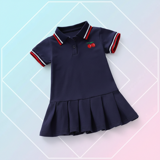 CherryBloom polo jurk marineblauw - Milo & Moon