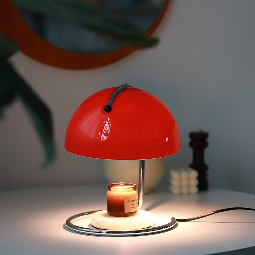 Rode sfeerlamp met paddenstoelvorm