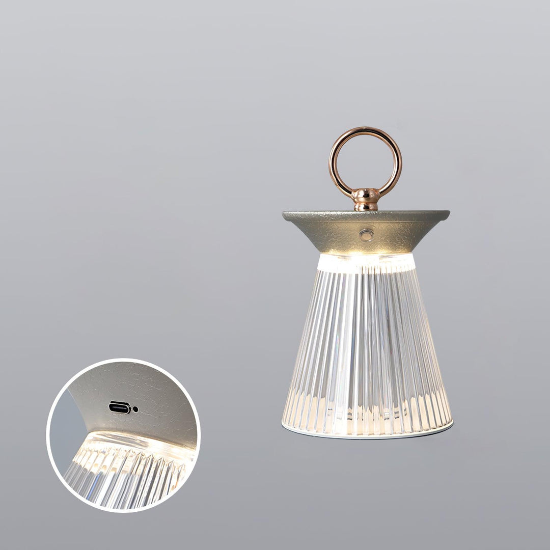 Rippa ribbel tafellamp opaal lichtgrijs
