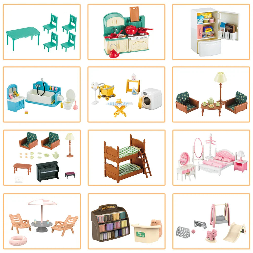 TinyVilla™ – 1:12 Poppenhuis Meubelpakket – Keuken & Dinette