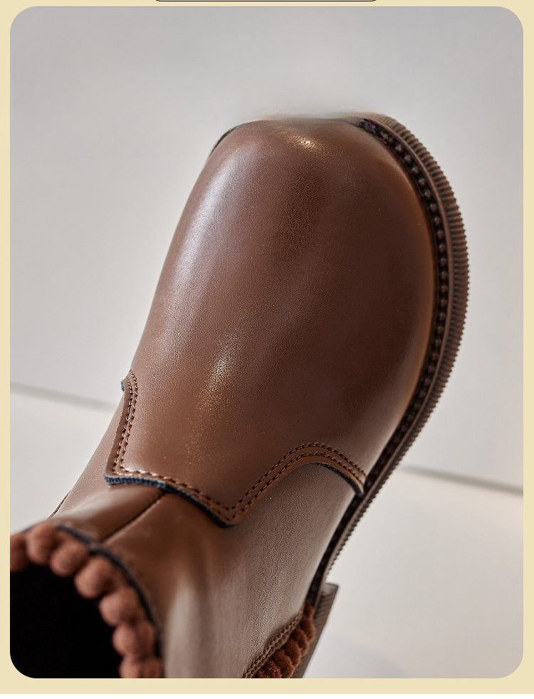 StrideLuxe™ – Leren Enkellaars met Ritssluiting voor Kinderen