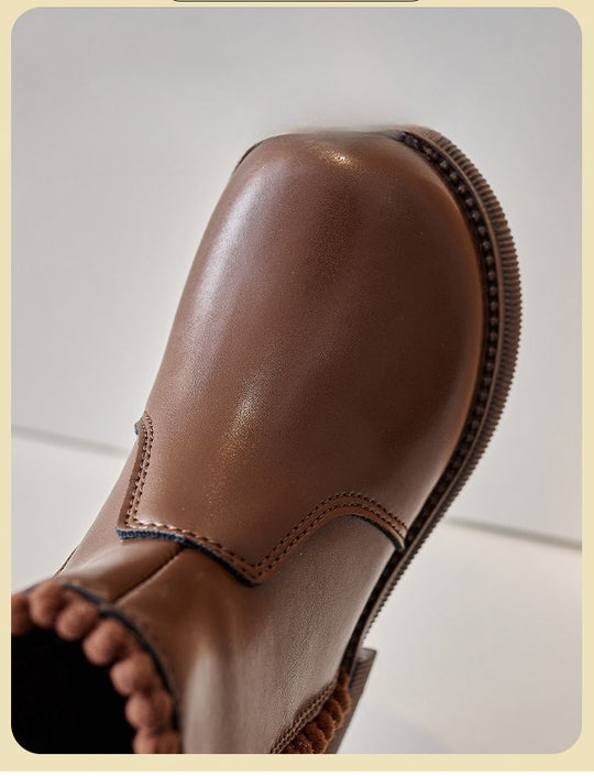 StrideLuxe™ – Leren Enkellaars met Ritssluiting voor Kinderen