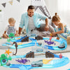 OceanRush™ -  Racebaan Speelset – Flexibele Autobaan met Brug & Haai-Auto | Educatief Oceaan Speelgoed