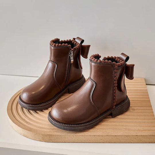 StrideLuxe™ – Leren Enkellaars met Ritssluiting voor Kinderen