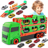 SpeedTruck™ Racewagen Truck – 2-in-1 Container Vrachtwagen met Uitschuifbare Dubbele Racebaan | Speelgoed Transportset Kinderen 3+