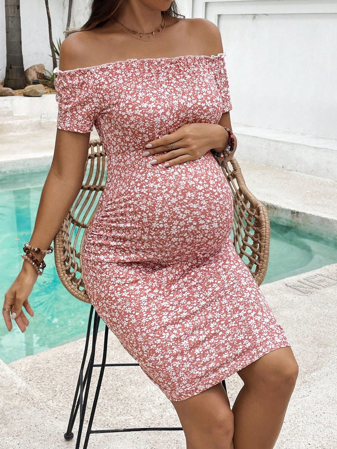 BloomBelly™- Zwangerschapsjurk Off-Shoulder met Bloemenprint