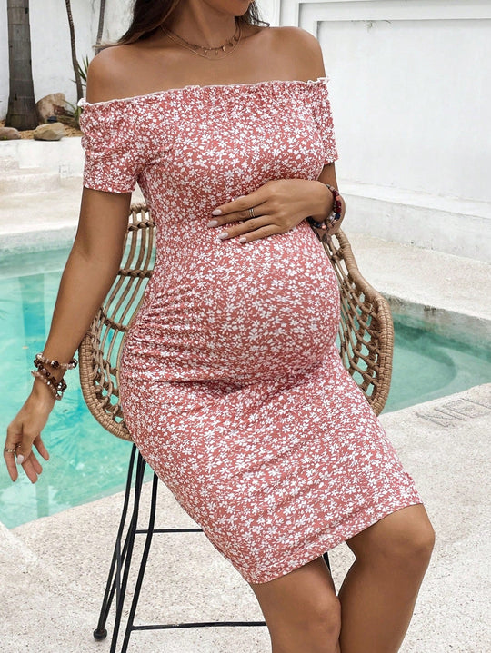 BloomBelly™- Zwangerschapsjurk Off-Shoulder met Bloemenprint