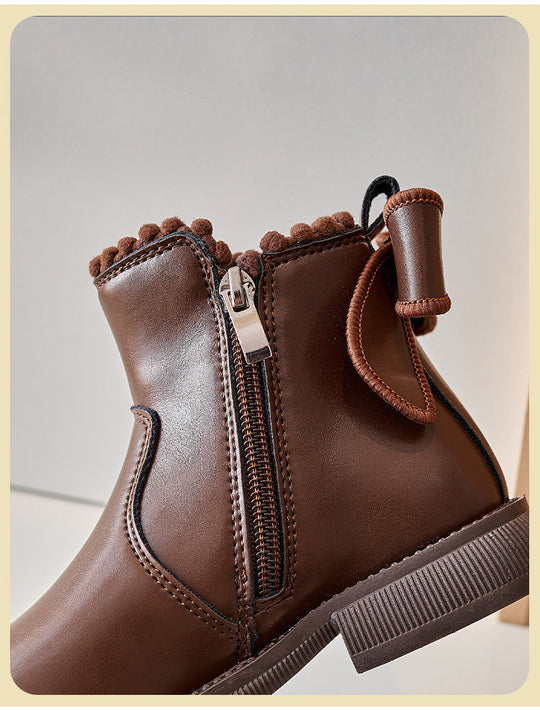 StrideLuxe™ – Leren Enkellaars met Ritssluiting voor Kinderen