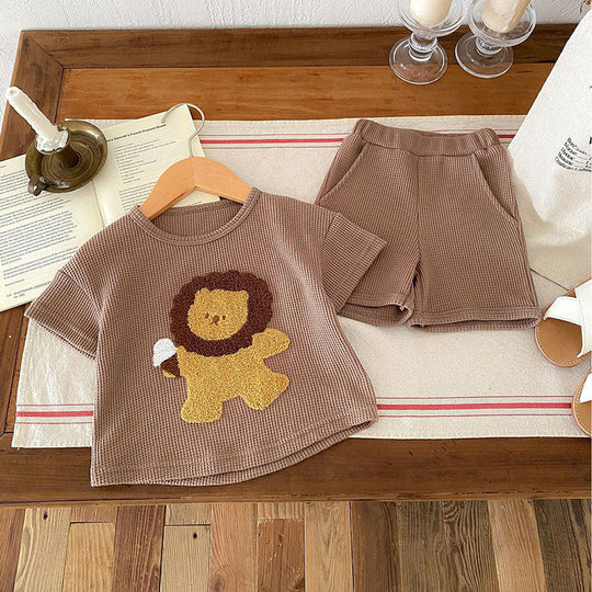 LionBreeze – Wafelstof Set met Leeuwenprint