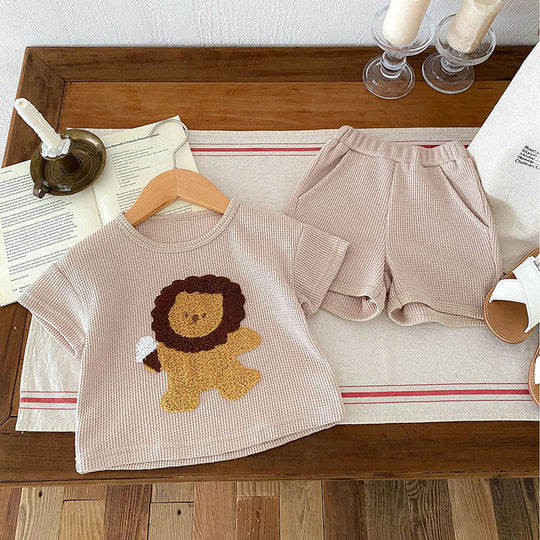LionBreeze – Wafelstof Set met Leeuwenprint