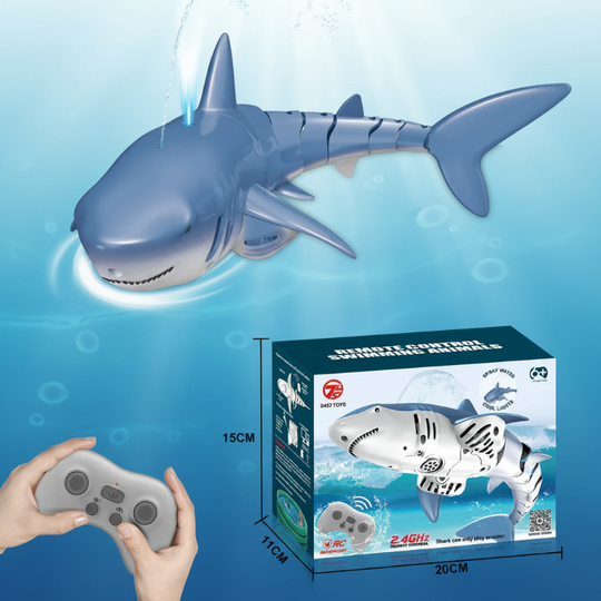 FinDrive bestuurbare RC haai spuitende blauwe haai - Milo & Moon