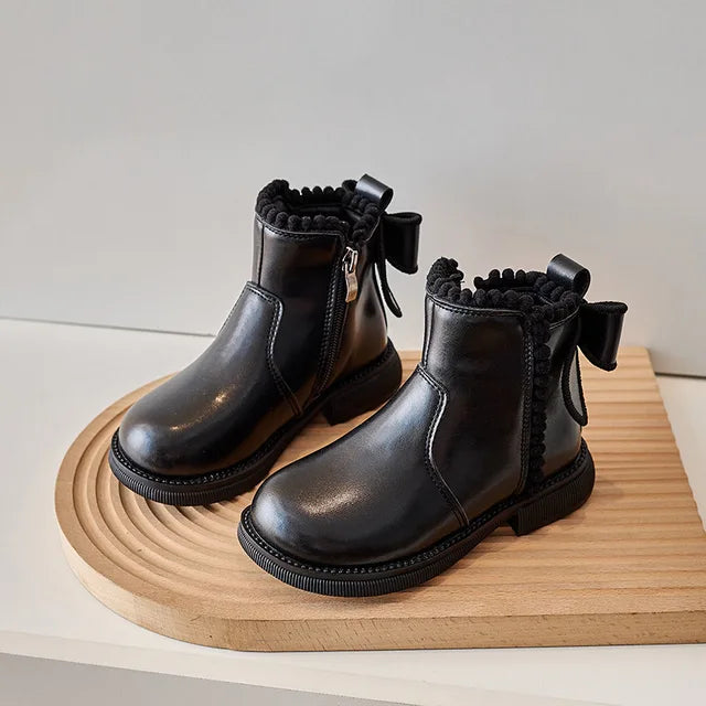 StrideLuxe™ – Leren Enkellaars met Ritssluiting voor Kinderen