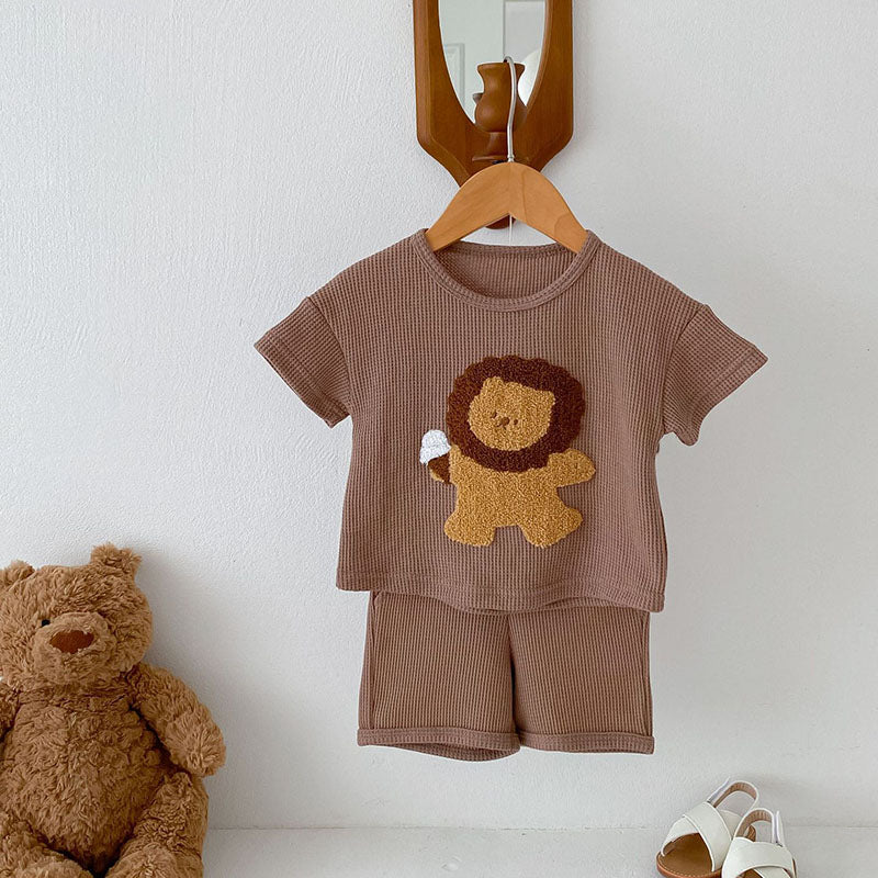 LionBreeze – Wafelstof Set met Leeuwenprint