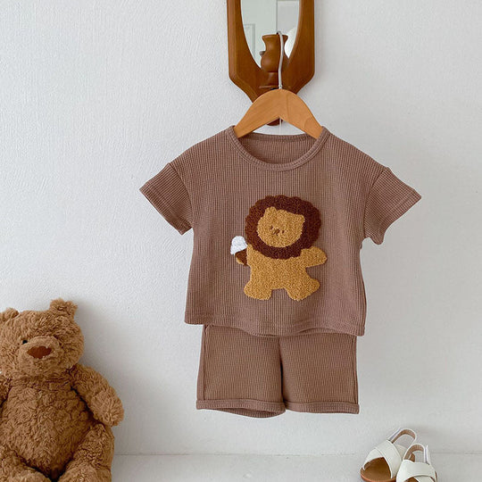 LionBreeze – Wafelstof Set met Leeuwenprint