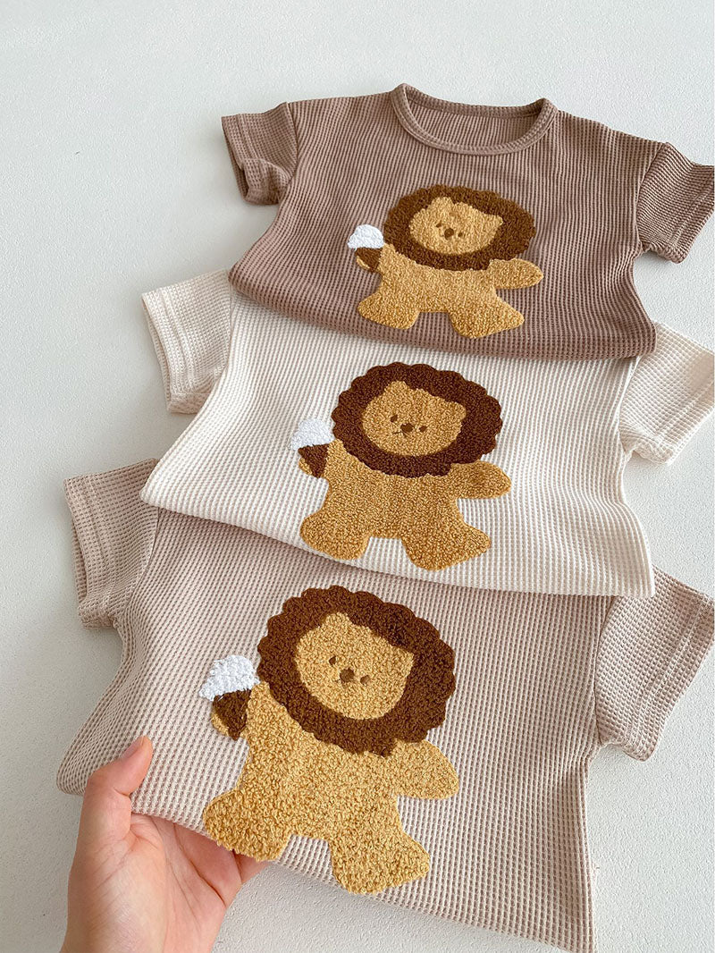LionBreeze – Wafelstof Set met Leeuwenprint
