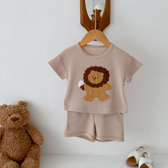LionBreeze – Wafelstof Set met Leeuwenprint