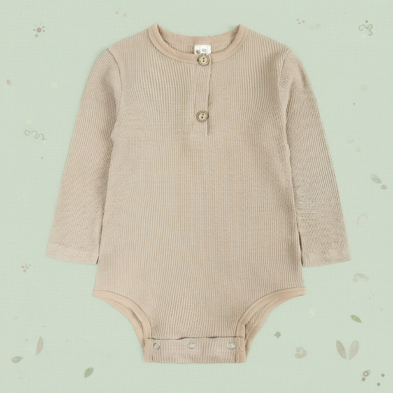 LullaRomp beige neutraal rib rompertje - Milo & Moon