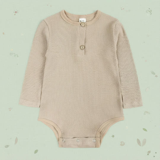 LullaRomp beige neutraal rib rompertje - Milo & Moon