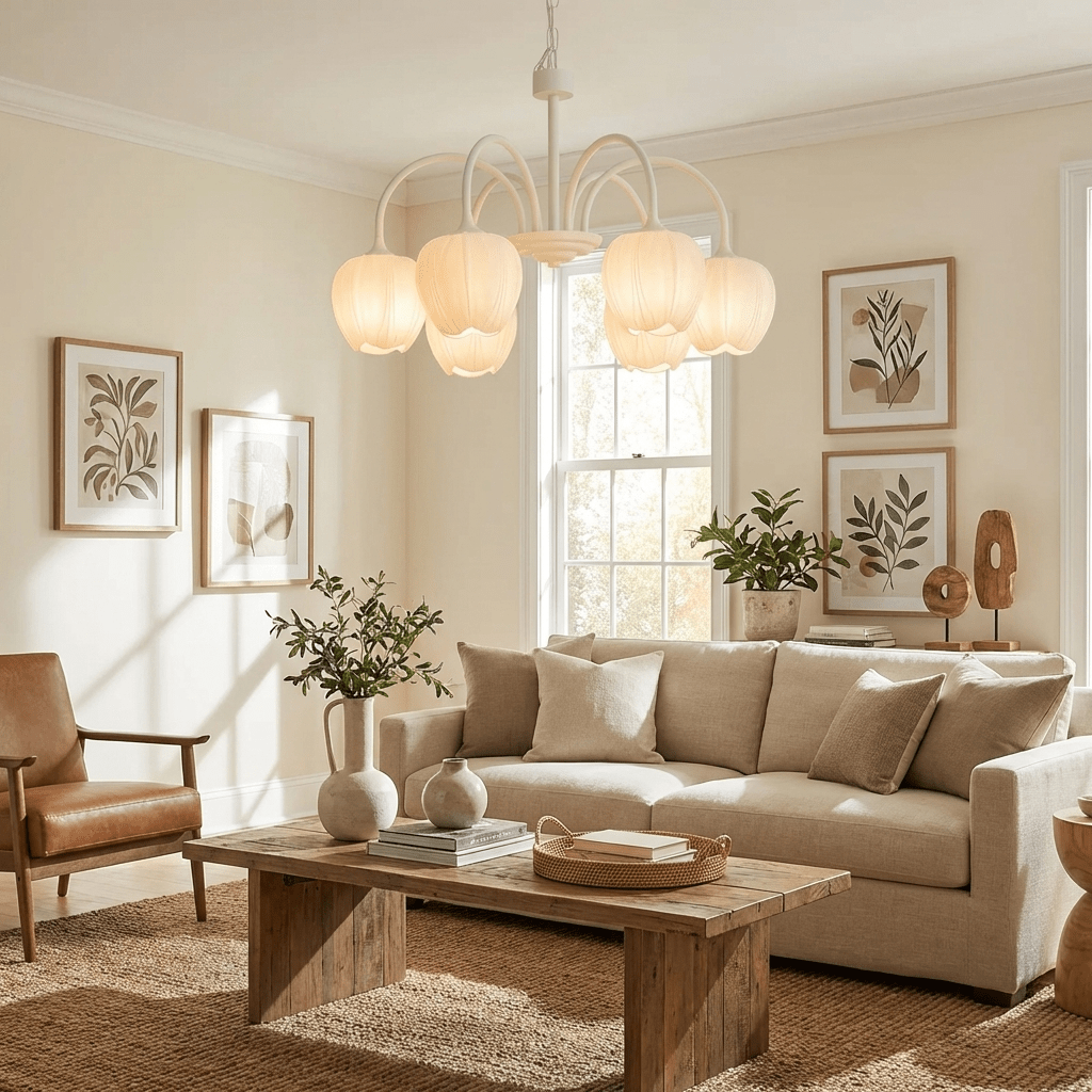 Tulpen plafondlamp kinderkamer zijaanzicht