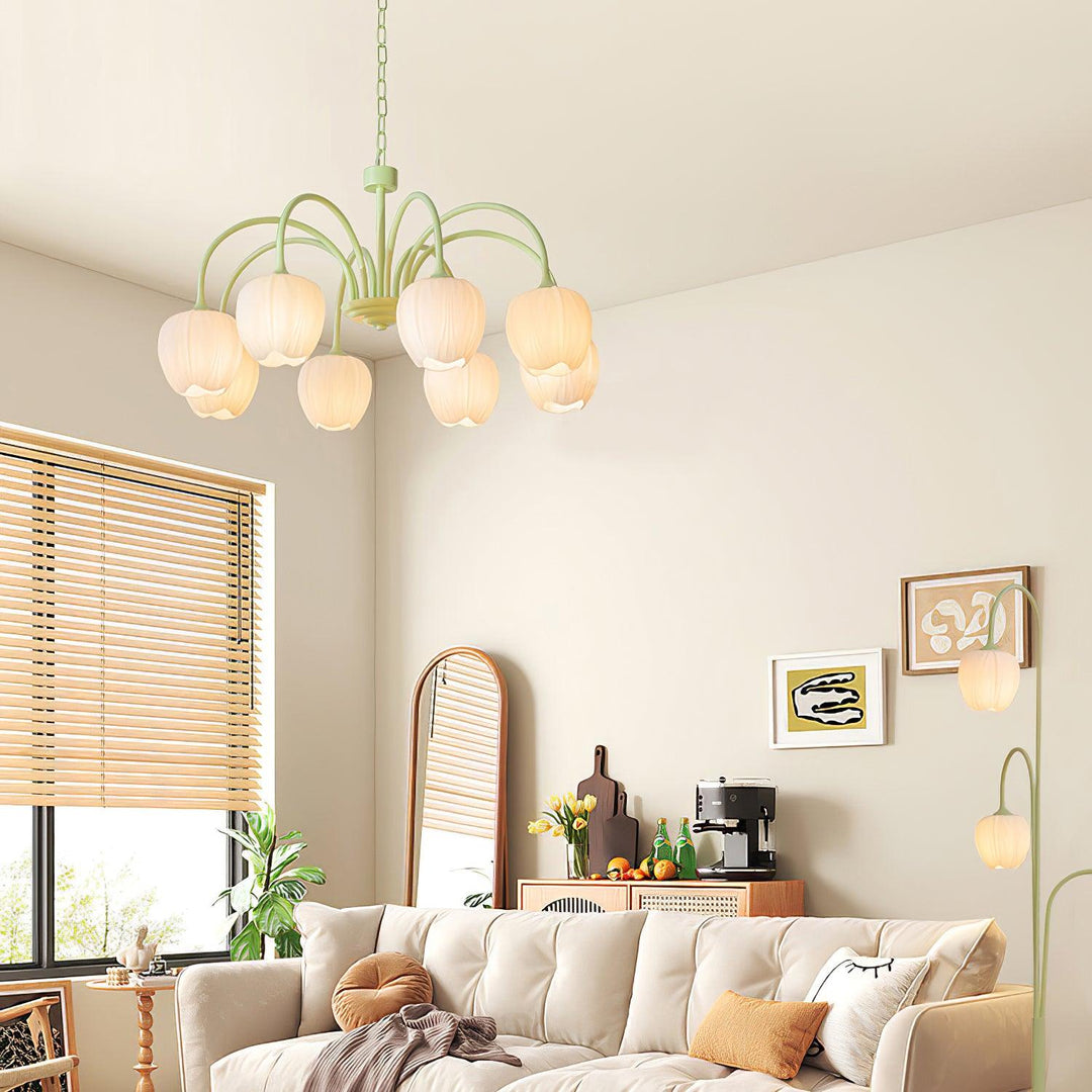 Tulpen kroonluchter warm licht kinderkamer