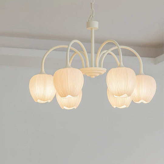 Tulpen kroonluchter maatvergelijking 5 6 8 lampen