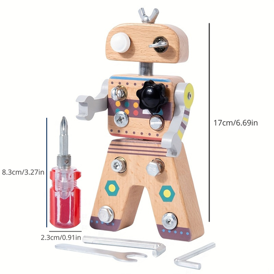 MiloFix™ – De Educatieve Houten Schroefrobot voor Slimme Handjes