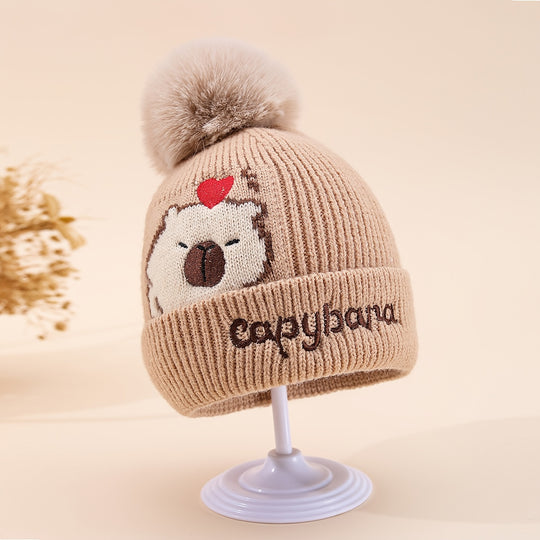 CapyWarm™ – Babymuts met Capybara – Dubbel Gebreid & Warm