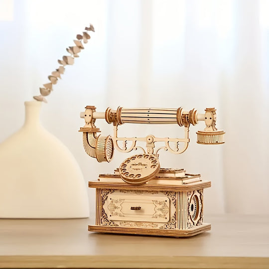 EuroDial™ – Vintage Europese 3D Houten Telefoon Puzzel