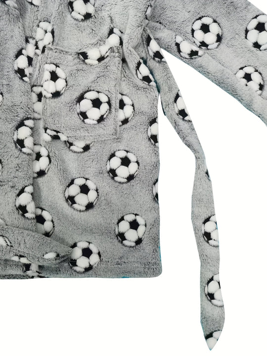FootballFun™ – Kinderbadjas met Capuchon en Voetbalprint
