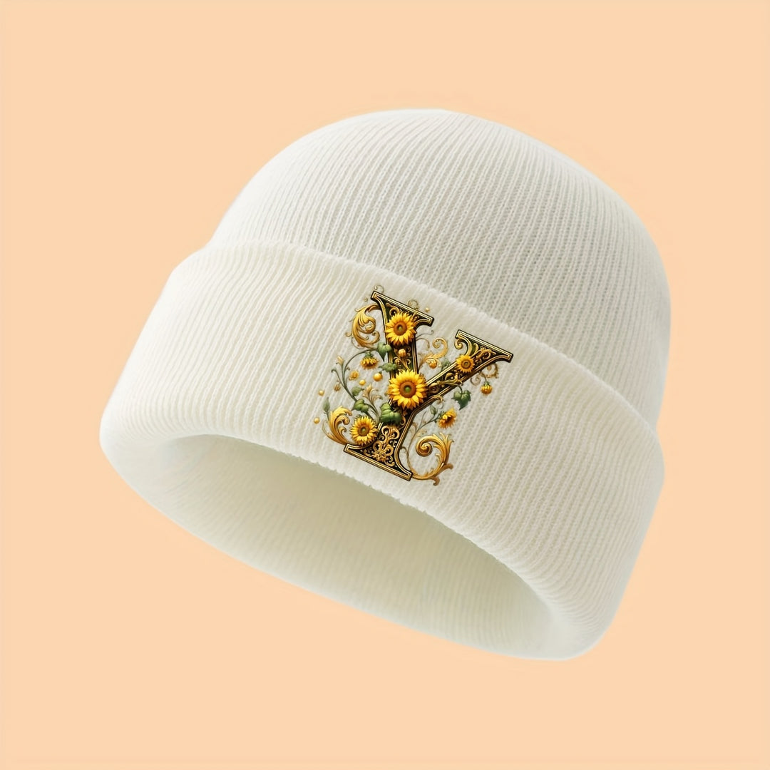 GoldenLetter™ – Meisjes Initialen Muts – Zacht & Winter Warm