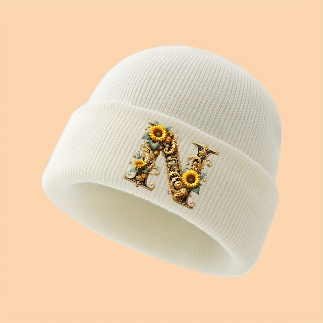 GoldenLetter™ – Meisjes Initialen Muts – Zacht & Winter Warm