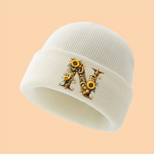 GoldenLetter™ – Meisjes Initialen Muts – Zacht & Winter Warm