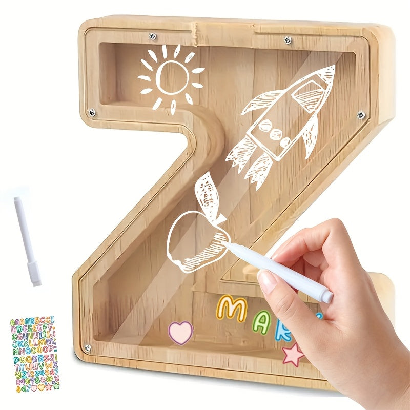 AlphaBank™ – Houten Spaarpot met Alfabet – Kleurrijk & Duurzaam