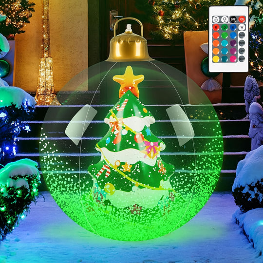 LumiGlobe™ – 60 cm Verlichte Opblaasbare Kerstbal met LED-licht voor Binnen & Terrasdecoratie