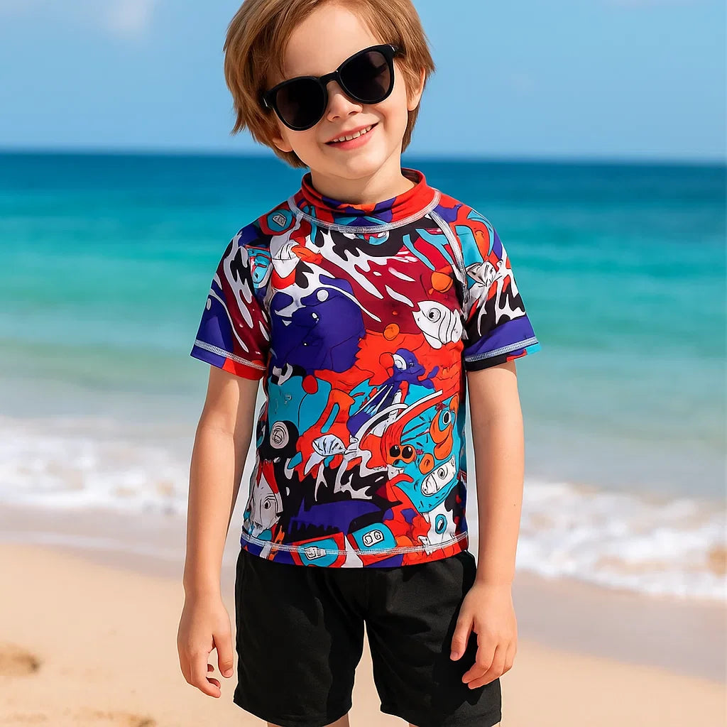 SunVibe – Anti-UV Kinder Zwemshirt met Korte Mouwen