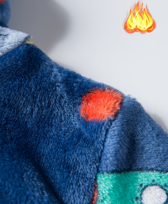 SpaceDreamRobe™ – Jongens Fleece Badjas met Capuchon en Astronautenprint